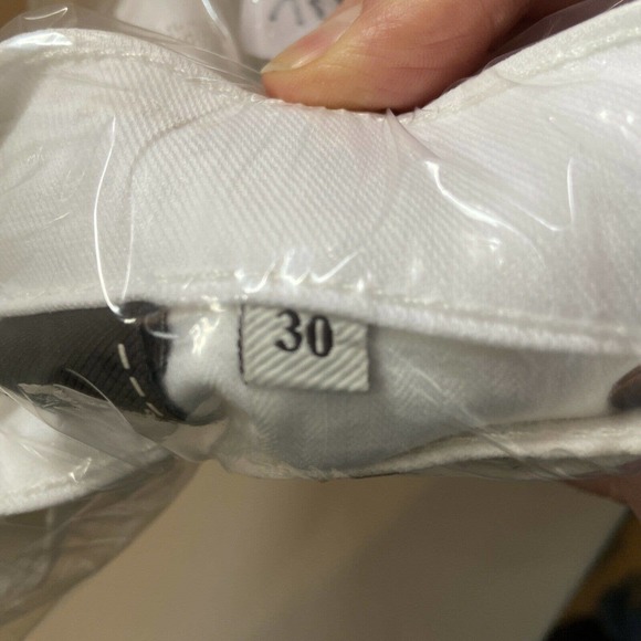 7 For All Mankind White and Gold Raw Hem Shorts - Picture 7 of 7